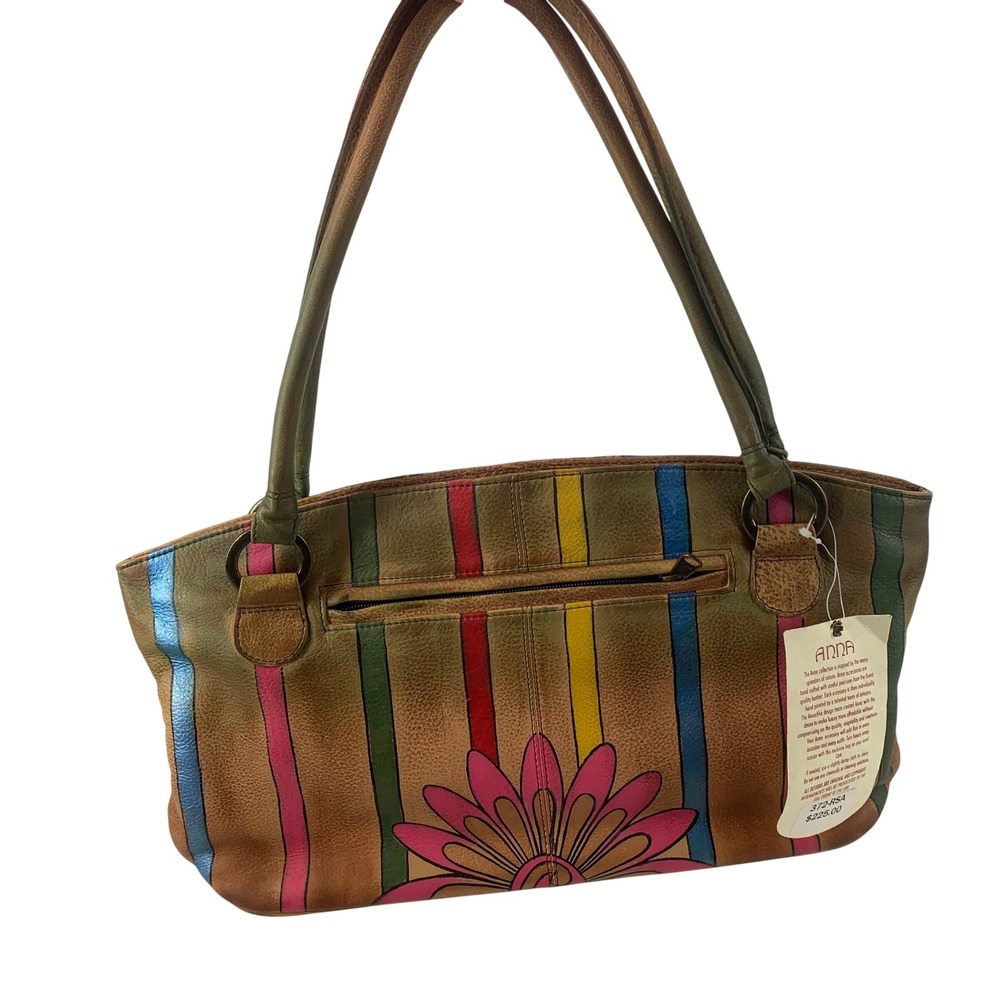 Anna by Anuschka Hand Painted Leather Shoulder Bag Multi Color Floral NWT
